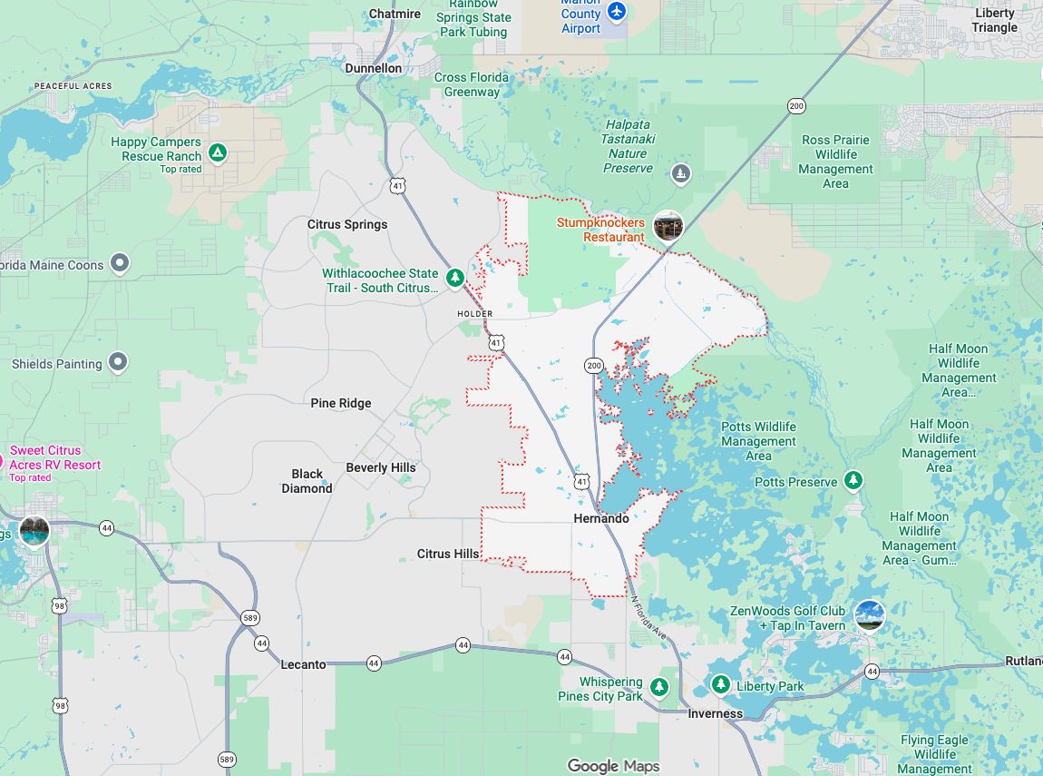 Precision Garage Door Service® of Hernando map