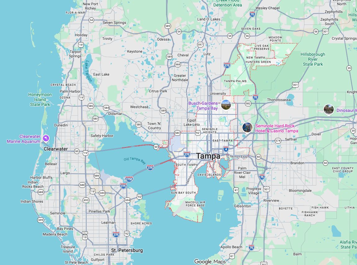 Precision Garage Door Service® of Tampa map